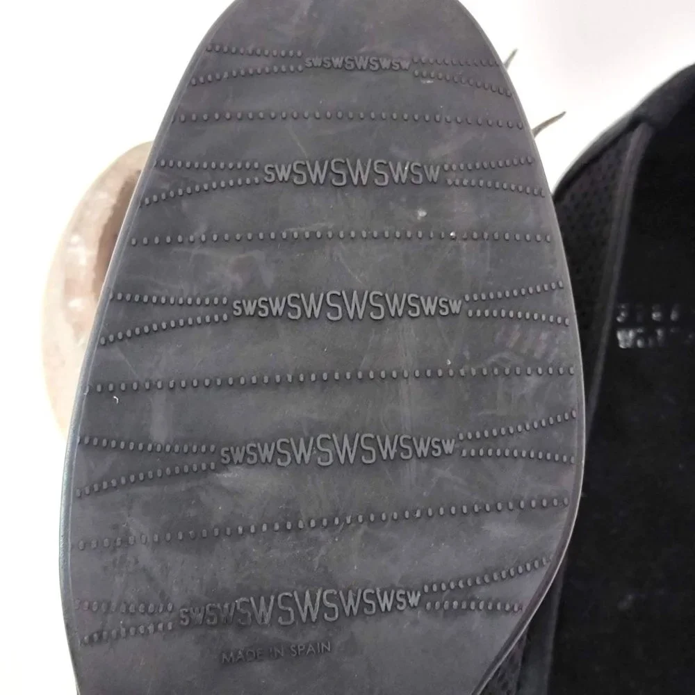 Stuart Weitzman Made in Spain Black Perforated Suede Bow Kitten Heel Flats SZ 11 - Picture 9 of 10